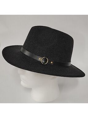 NWOT Dark Gray Fedora w/Black Band and Gold Tone Hardware
